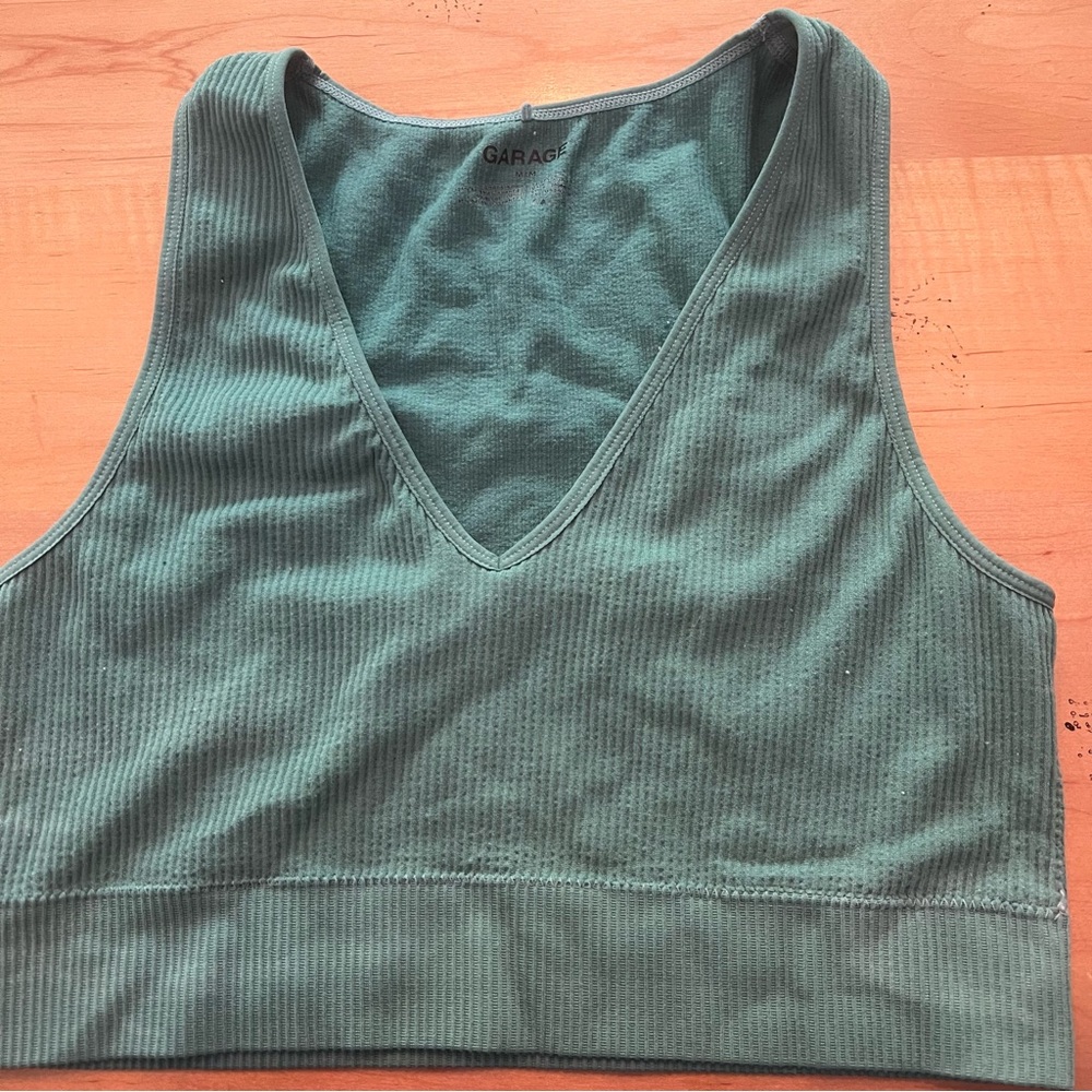 Garage Teal Ribbed Top